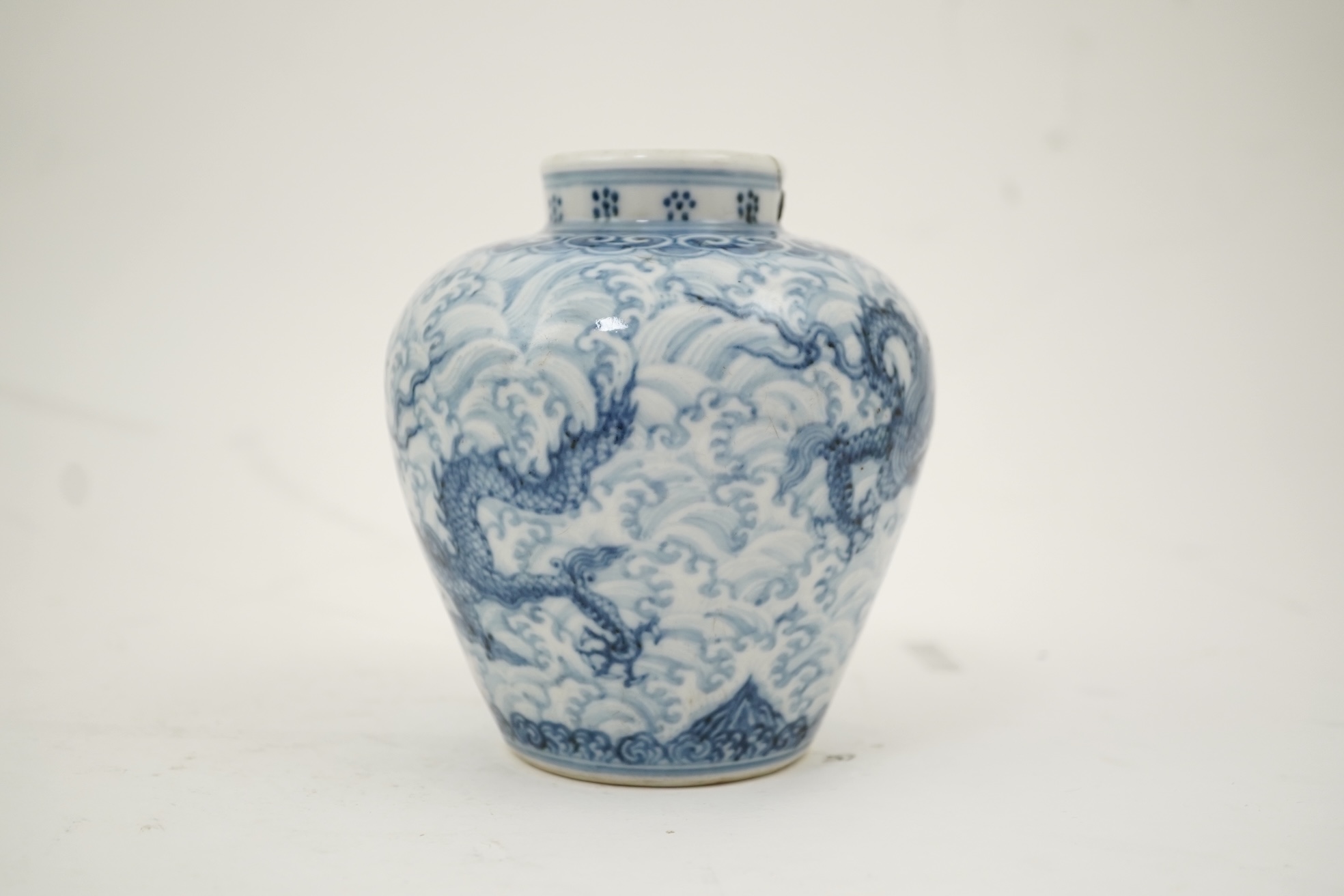 A Chinese blue and white 'dragon' vase, probably Qing dynasty